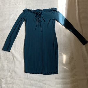 Large Off the Shoulder Long Sleeve Mini Dress